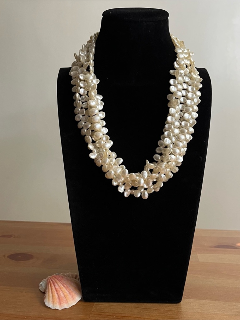 Multistrand Baroque  pearl necklace  irregular, non-spherical shapes jewelry